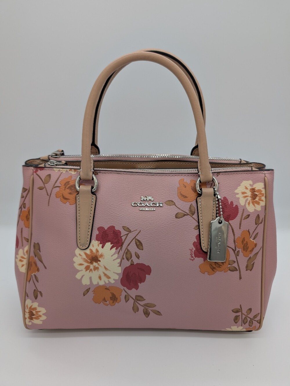 Coach Surrey Carryall Pink Peony Floral Purse Crossbody 2019 F72643 With COA - Picture 15 of 15